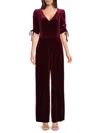 Eliza J Women's Ruched Tie Sleeve Velvet Jumpsuit In Wine