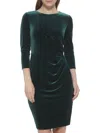 Eliza J Women's Ruched Velvet Mini Sheath Dress In Hunter