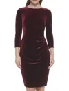 Eliza J Three-quarter Sleeve Velvet Cocktail Dress In Wine