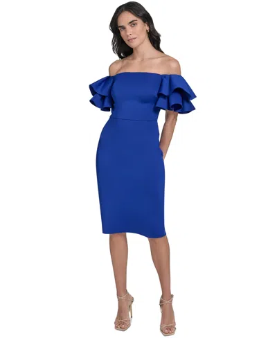Eliza J Women's Ruffle-sleeve Sheath Dress In Blue