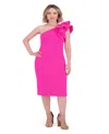 Eliza J One-shoulder Scuba Crepe Cocktail Dress In Pink