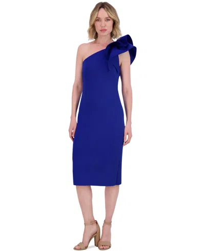 Eliza J Women's Ruffled-shoulder Cocktail Dress In Cobalt