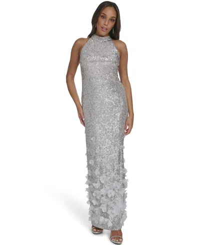 Eliza J Women's Sequin 3d Floral Gown In Multi