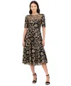 Eliza J Women's Sequin Embellished Short-sleeve Midi Dress In Black Gold