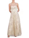 Eliza J Petite Illusion-yoke Sleeveless Gown In Champagne