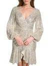 Eliza J Women's Sequin Mini Wrap Dress In Silver