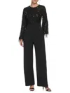 Eliza J Women's Sequinned-fringe-bodice Jumpsuit In Black