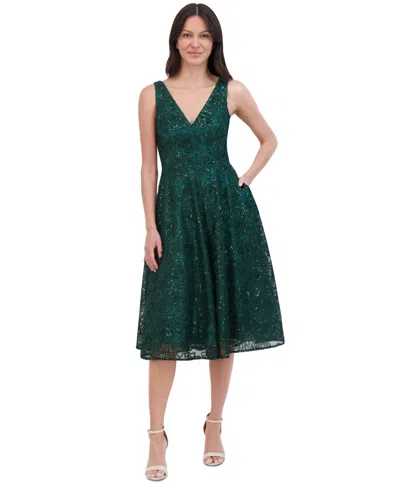 Eliza J Women's Sequin Soutache Sleeveless A-line Dress In Hunter