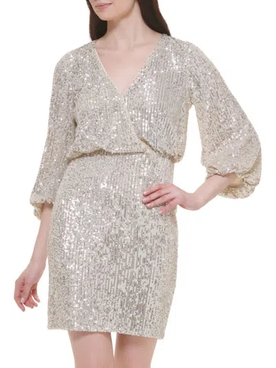 Eliza J Women's Sequined Cocktail Minidress In Silver