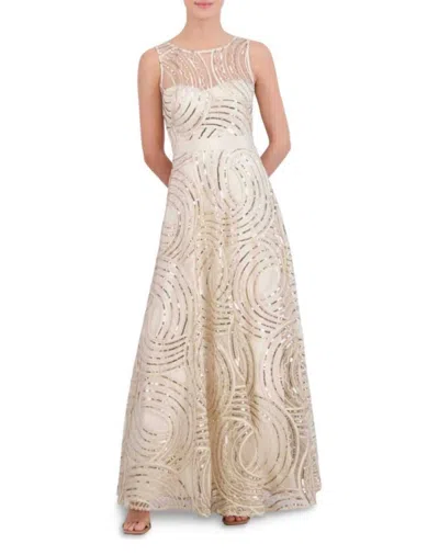 Eliza J Women's Sequined Illusion Gown In Champagne In White