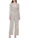 Eliza J Women's Sequinned Tie-waist Jumpsuit In Silver
