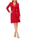 Eliza J Sash Long Sleeve Tuxedo Sheath Dress In Red