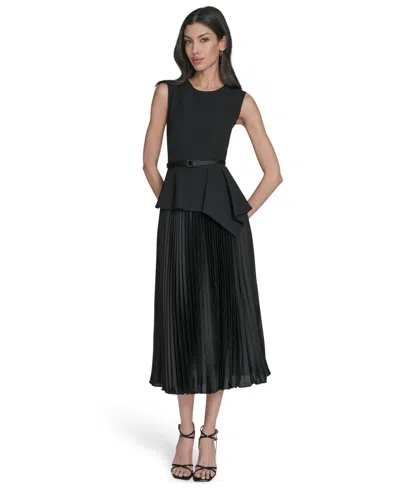 Eliza J Women's Sleeveless Crewneck Peplum Midi Dress In Black