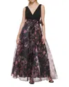Eliza J Women's Sleeveless Faux Wrap Ballgown In Black Plum In Black