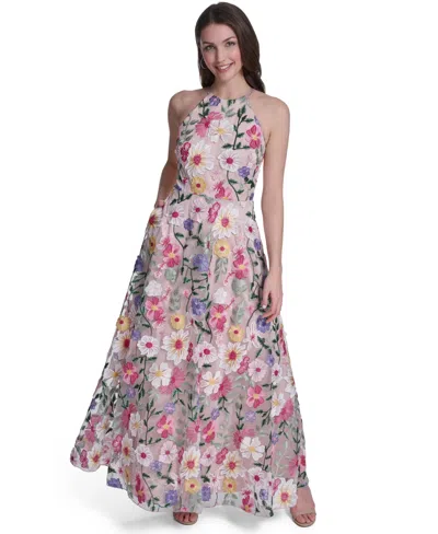 Eliza J Women's Sleeveless Halter Neck Gown In Multi