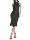 Eliza J Metallic Eyelash Lace Cocktail Dress In Black