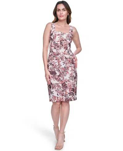 Eliza J Women's Sleeveless Square Neck Button-down Sheath Dress In Brown