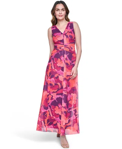 Eliza J Women's Sleeveless V-neck Ruched Waist Midaxi Dress In Pink