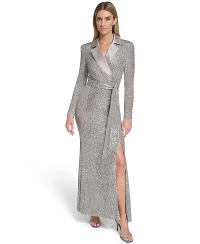 Eliza J Women's Social Sequin V-neck Dress In Silver