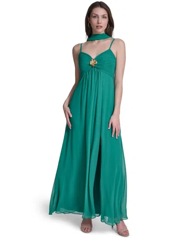Eliza J Plus Size Spaghetti Strap Sweetheart Neck Ball Gown In Green