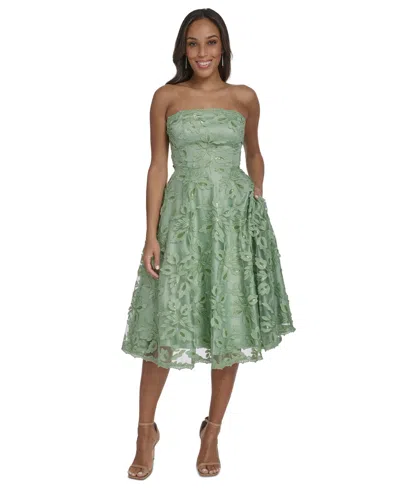 Eliza J Women's Strapless Fit & Flare Midi Dress In Green