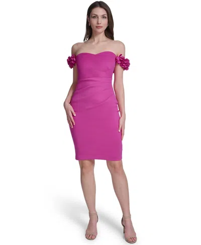 Eliza J Women's Strapless Floral-sleeve Mermaid Dress In Purple