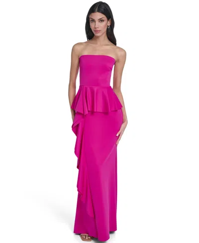 Eliza J Women's Strapless Peplum Gown In Pink