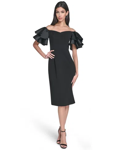 Eliza J Women's Strapless Puff-sleeve Dress In Black