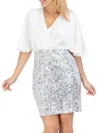Eliza J Paillettes Sequin Embellished Cocktail Dress In White