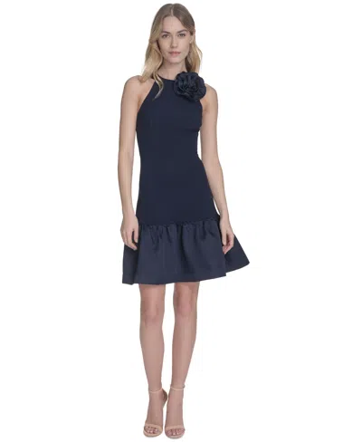 Eliza J Women's Taffeta Rosette Halter Dress In Blue