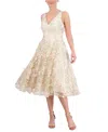 Eliza J 3d Floating Flowers Mesh Midi Dress In Pink Champagne