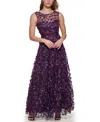 Eliza J Womens Applique Maxi Evening Dress In Burgundy