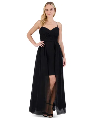 Eliza J Women's Tulle Bustier-bodice Ball Gown In Black