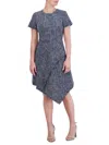 Eliza J Women's Tweed Asymmetric A-line Dress In Navy
