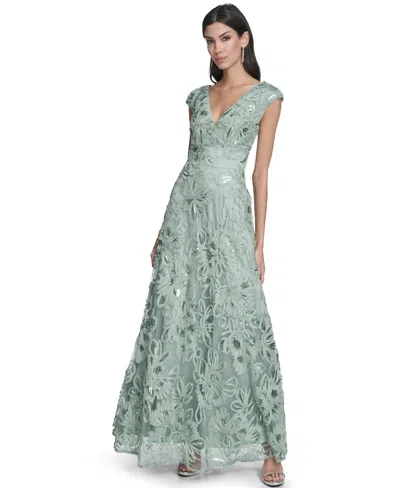Eliza J Women's V-neck Ball Gown In Green