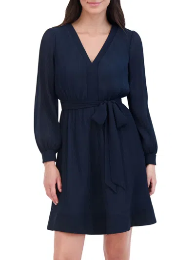 Eliza J Women's V-neck Balloon-sleeve Fit & Flare Dress