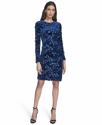 Eliza J Women's Velvet Long Sleeve Short Dress In Blue