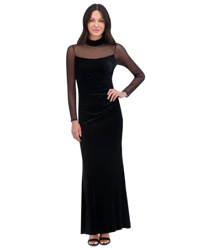 Eliza J Womens Solid Polyester Evening Dress In Black