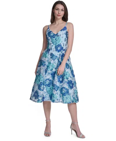 Eliza J Women's V-neck Printed Midi Dress In Multi