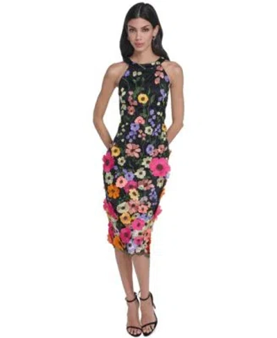 Eliza J 3d Floral Embellished Cocktail Dress In Multi