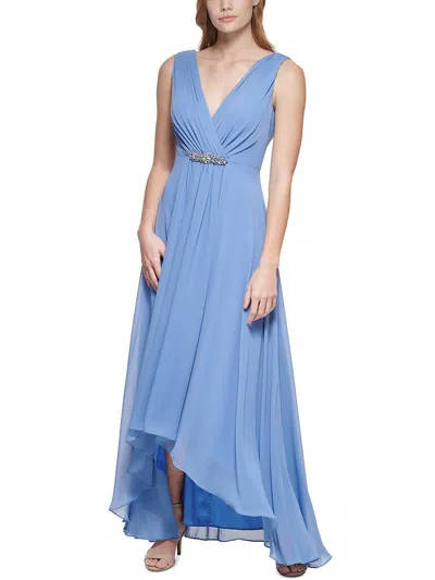 Eliza J Womens Beaded Maxi Evening Dress In Blue