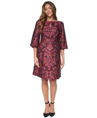 Eliza J Womens Boat Neck A Line Ruched Keyhole Bodice Dress In Brown