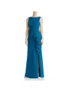 ELIZA J WOMENS CASCADE RUFFLE SLEEVELESS EVENING DRESS