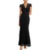 Eliza J Scalloped-edge Lace Gown In Black
