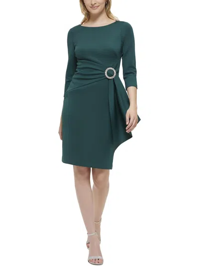Eliza J Womens Embellished Knee Length Shift Dress In Gray