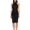 Eliza J Metallic Eyelash Lace Cocktail Dress