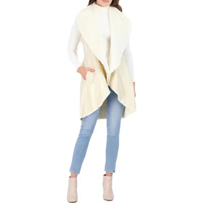 Eliza J Womens Faux Shearling Long Vest In White