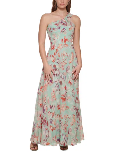 Eliza J Womens Floral Print One Shoulder Evening Dress In Multi