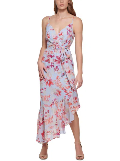 Eliza J Womens Floral Print Polyester Maxi Dress In Blue