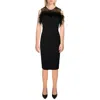 Eliza J Womens Illusion Polyester Cocktail And Party Dress In Black